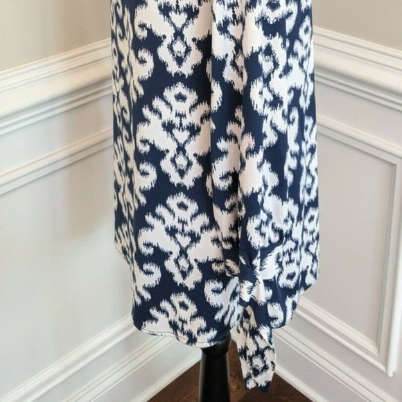 MUD PIE Tunic Dress V-Neck Balloon Sleeve Chevron - Picture 2 of 4